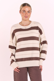 Holly Knit - Cream Chocolate Stripe