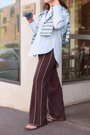 Noah Wide Pant - Dark Chocolate Piping