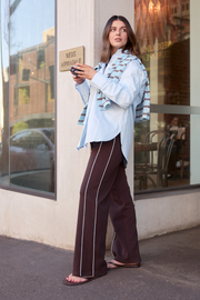 Noah Wide Pant - Dark Chocolate Piping