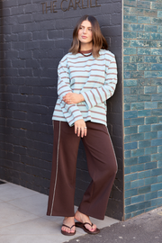 Noah Cropped Pant - Dark Chocolate Piping