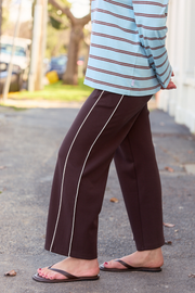 Noah Cropped Pant - Dark Chocolate Piping