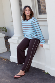 Noah Cropped Pant - Dark Chocolate Piping