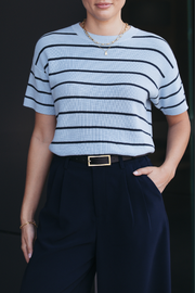 Jasper Knitted Tee - Blue Navy Stripe
