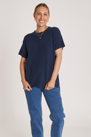 Jasper Knitted Tee - Navy