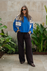 Harper Pant - Chocolate Blue Spot