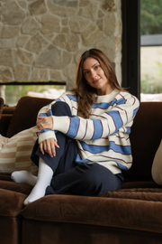 Holly Knit - Cream Cobalt Stripe