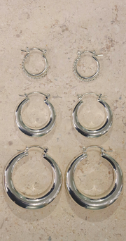 Layla Hoop Earrings 3 Pack - Silver