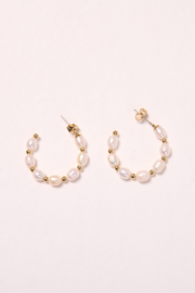 Tilly Hoop Earrings - Pearl & Gold