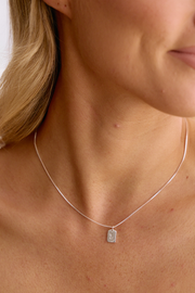 Initial Tag Charm Necklace - Silver