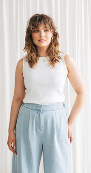 Lilly Boat Neck Tank - White