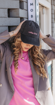 Gigi Washed Denim Cap - Coffee First Black