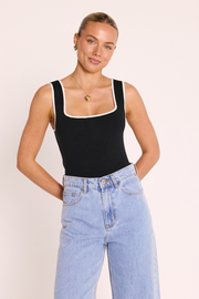 Millie Contrast Tank - Black White