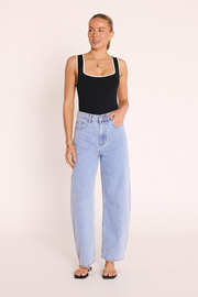 Millie Contrast Tank - Black White