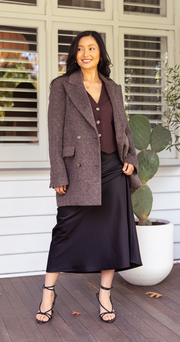 Austin Cropped Coat - Cocoa Herringbone