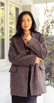 Austin Cropped Coat - Cocoa Herringbone