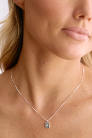 Initial Tag Charm Necklace - Silver