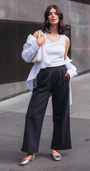 Noah Cropped Pant - Navy Stripe