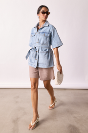 PRE-ORDER Tate Short Sleeve Denim Jacket - Summer Blue