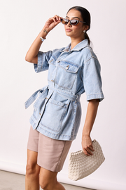 PRE-ORDER Tate Short Sleeve Denim Jacket - Summer Blue