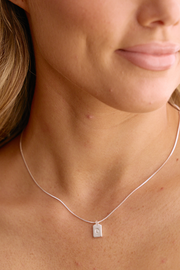 Initial Tag Charm Necklace - Silver