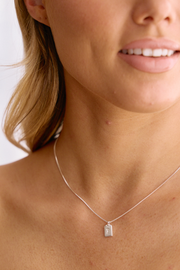 Initial Tag Charm Necklace - Silver
