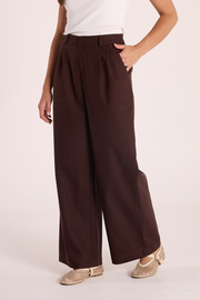 Carrie Linen Blend Pant - Chocolate