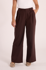 Carrie Linen Blend Pant - Chocolate