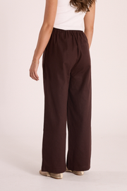 Carrie Linen Blend Pant - Chocolate
