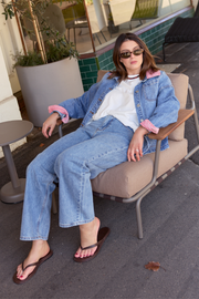 Peta Denim Jacket - Pink Trim