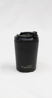 Reusable Cup 8oz with Leather Sleeve - Coal & Black