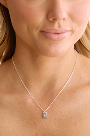 Initial Tag Charm Necklace - Silver