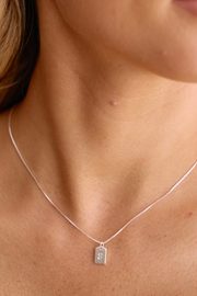 Initial Tag Charm Necklace - Silver