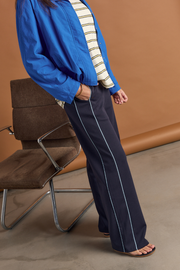 Noah Wide Pant - Navy Powder Blue Piping