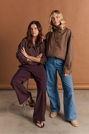 Harper Pant - Chocolate Blue Spot