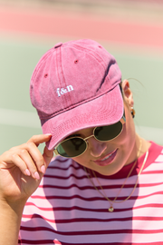 Gigi Washed Denim Cap - Burgundy