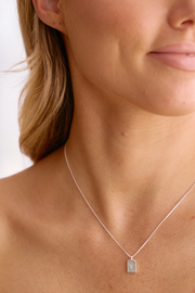 Initial Tag Charm Necklace - Silver