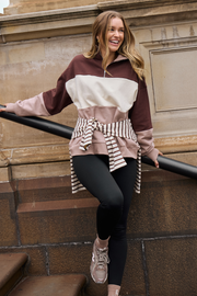 Varsity Sweater - Chocolate Mocha Stripe
