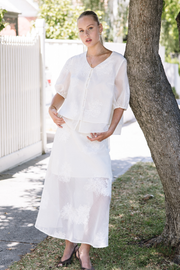 Daphne Embroidered Skirt - Cream