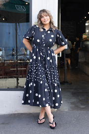 Everleigh Dress - Black Cream Spot