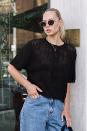 Elsie Crochet Top - Black