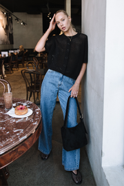 Elsie Crochet Top - Black