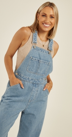 Theo Wide Leg Overall - Mid Blue