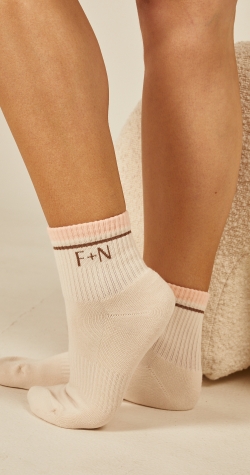 Retro Stripe Ankle Socks - Cream