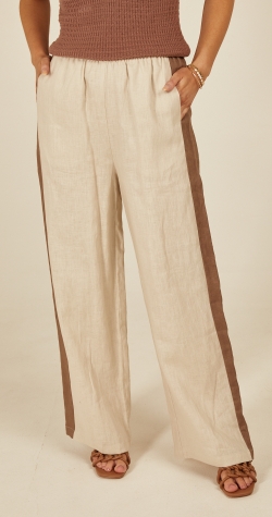 Noah Linen Pant - Oatmeal Stripe