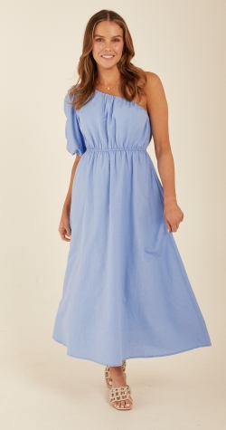 Amelia One Shoulder Dress - Blue
