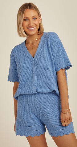Freya Crochet Short - Blue