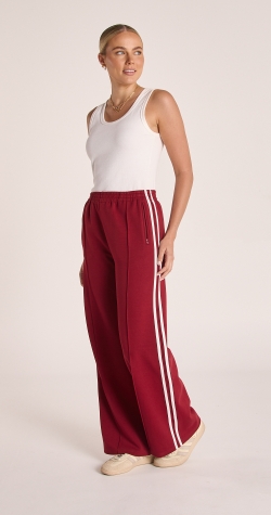 Noah Wide Pant - Burgundy Stripe