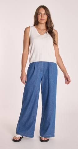 Mae V Neck Tank - White