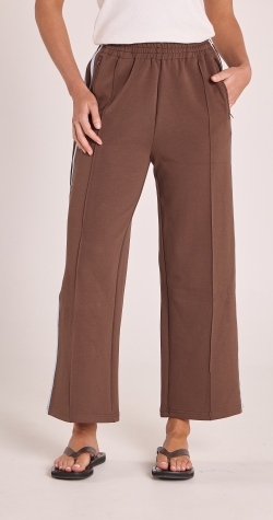 Noah Cropped Pant - Chocolate Blue Stripe