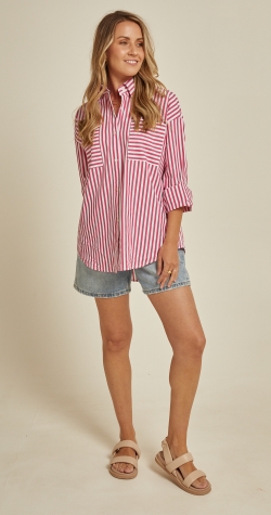 Aspen Shirt - Cherry Stripe